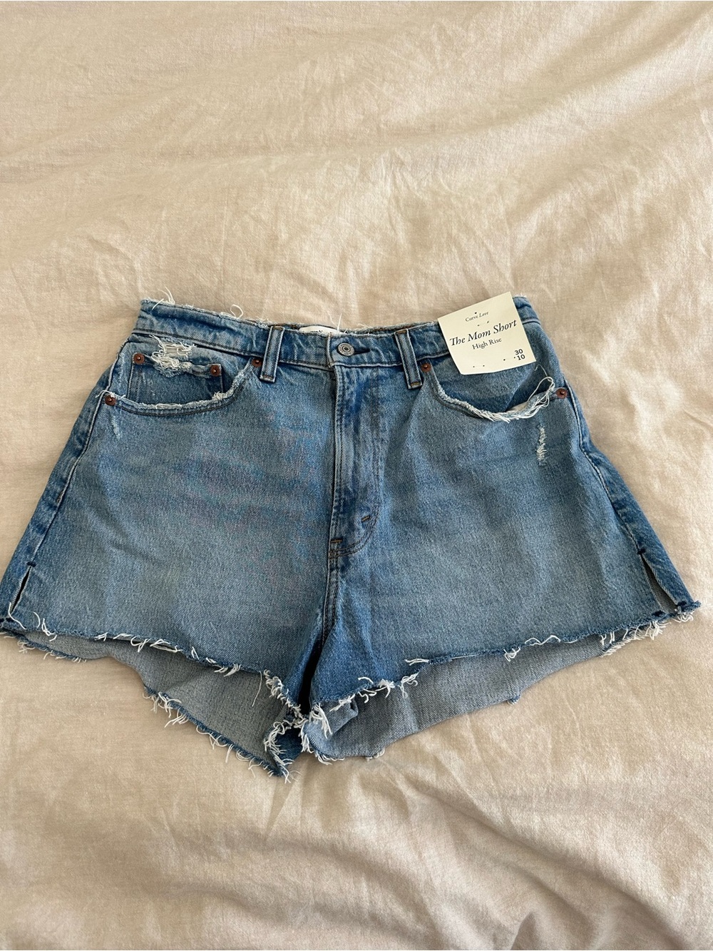 Abercrombie & Fitch Light Blue Distressed Denim Shorts